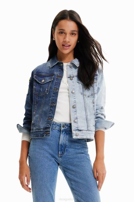 Two-tone denim jacket Desigual Women 2ZPR971 Clothing