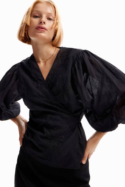 Embroidered wrap blouse Desigual Women 2ZPR179 Clothing