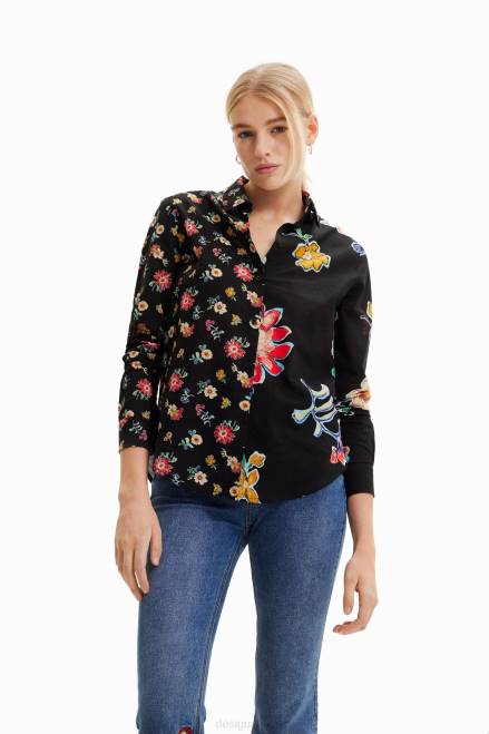 Floral half-and-half shirt Desigual Women 2ZPR914 Clothing
