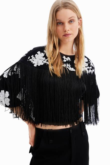 Fringed embroidered blouse Desigual Women 2ZPR627 Clothing