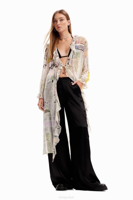 Long ruffle newspaper blouse Desigual Women 2ZPR105 Clothing
