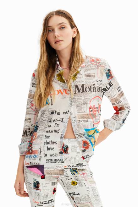 Long-sleeve newspaper shirt Desigual Women 2ZPR869 Clothing