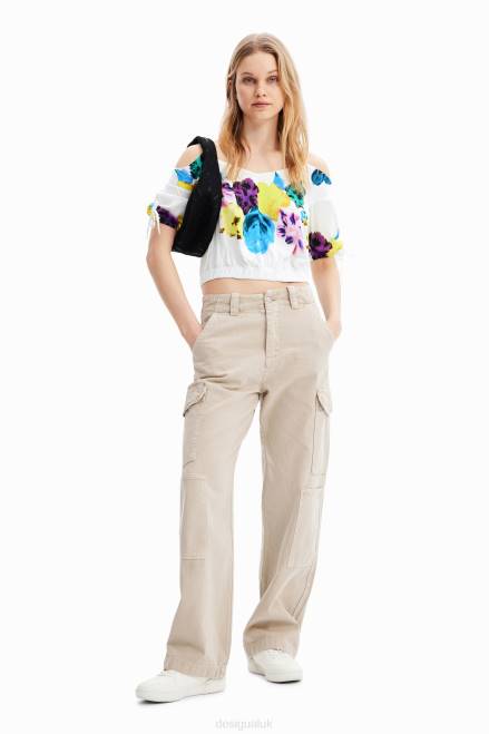 M. Christian Lacroix short gathered floral blouse Desigual Women 2ZPR554 Clothing