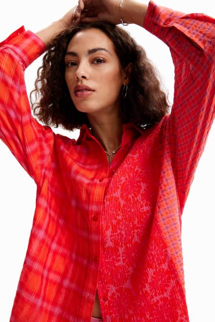 Oversize patchwork plaid shirt Desigual Women 2ZPR506 Clothing