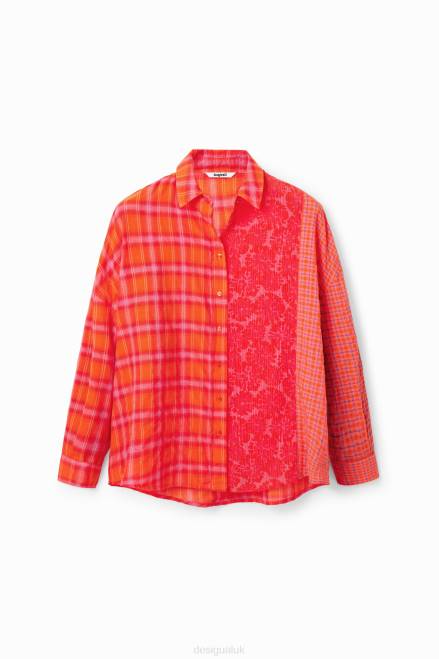 Oversize patchwork plaid shirt Desigual Women 2ZPR506 Clothing