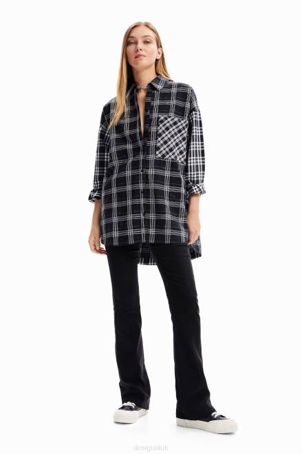 Oversize patchwork plaid shirt Desigual Women 2ZPR70 Clothing
