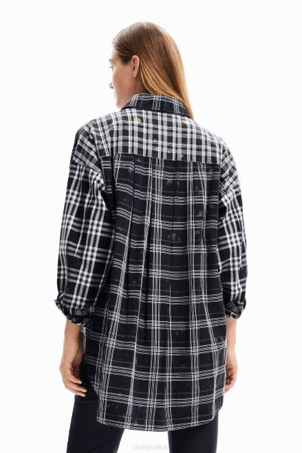 Oversize patchwork plaid shirt Desigual Women 2ZPR70 Clothing