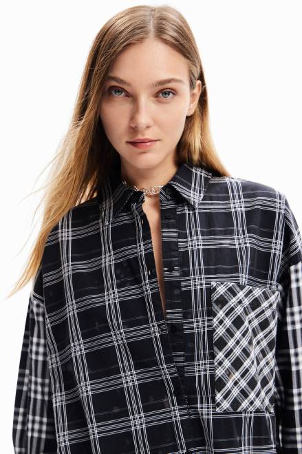 Oversize patchwork plaid shirt Desigual Women 2ZPR70 Clothing