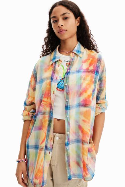 Oversize tie-dye plaid shirt Desigual Women 2ZPR455 Clothing