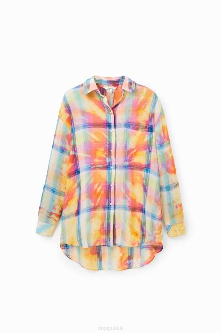 Oversize tie-dye plaid shirt Desigual Women 2ZPR455 Clothing