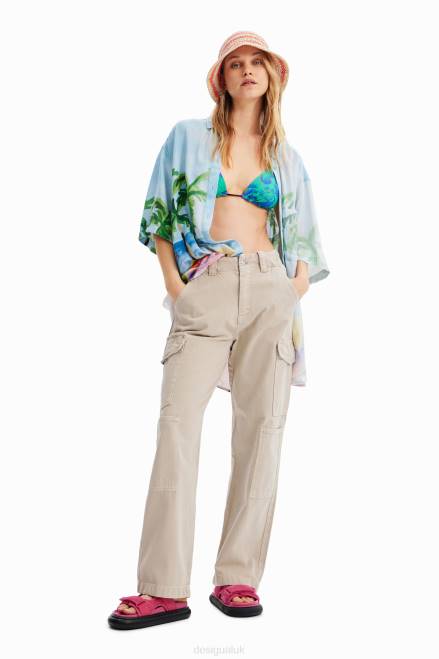 Oversize tropical linen shirt Desigual Women 2ZPR368 Clothing