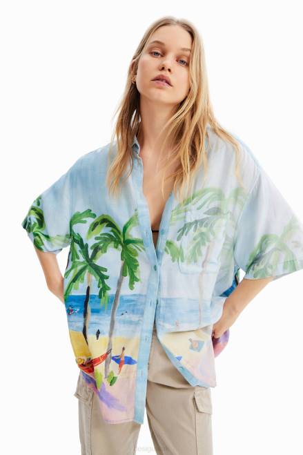 Oversize tropical linen shirt Desigual Women 2ZPR368 Clothing