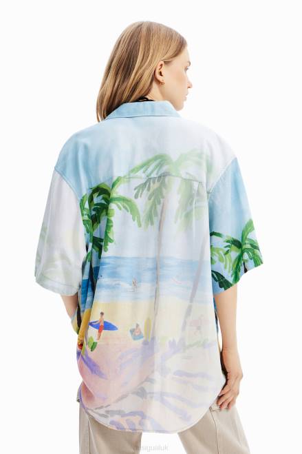 Oversize tropical linen shirt Desigual Women 2ZPR368 Clothing