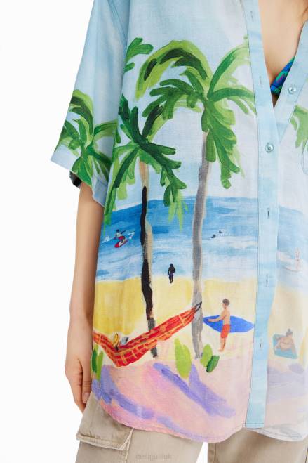 Oversize tropical linen shirt Desigual Women 2ZPR368 Clothing
