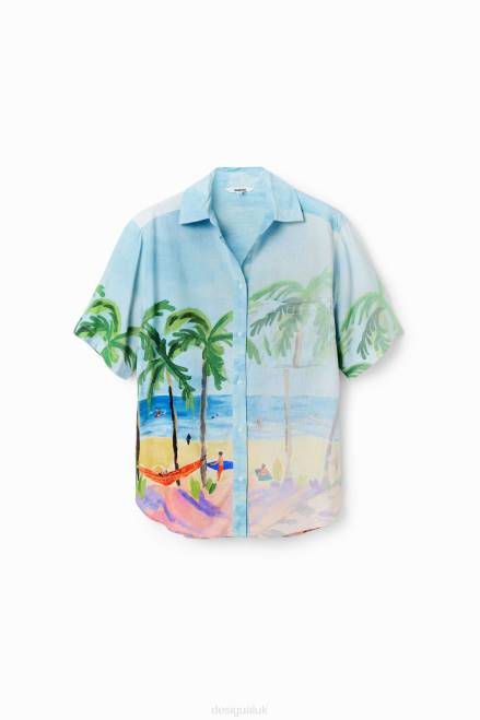 Oversize tropical linen shirt Desigual Women 2ZPR368 Clothing
