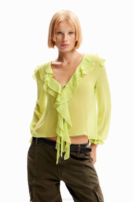 Ruffle tie blouse Desigual Women 2ZPR146 Clothing