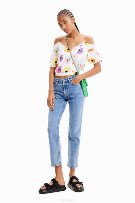 Short gathered floral blouse Desigual Women 2ZPR400 Clothing