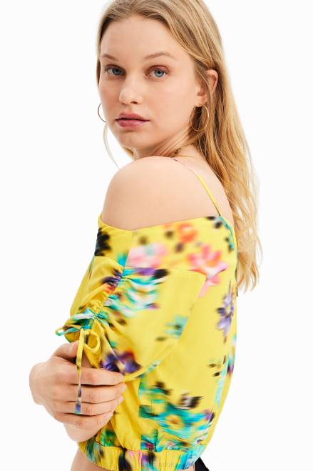 Short gathered floral blouse Desigual Women 2ZPR516 Clothing