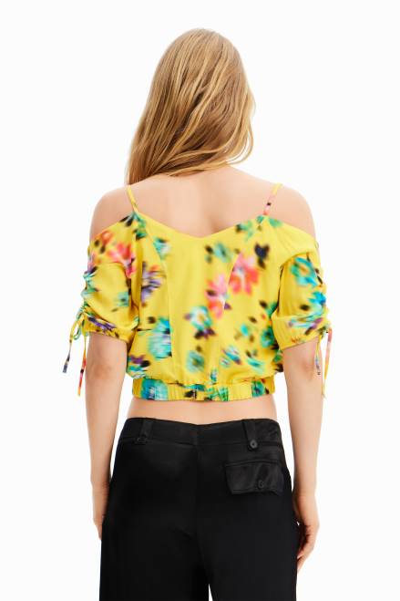 Short gathered floral blouse Desigual Women 2ZPR516 Clothing