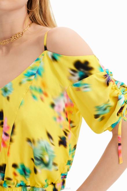 Short gathered floral blouse Desigual Women 2ZPR516 Clothing