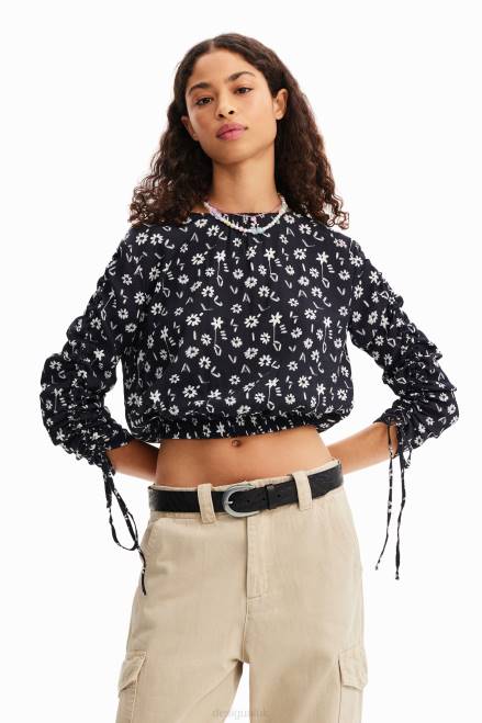 Short gathered floral blouse Desigual Women 2ZPR675 Clothing