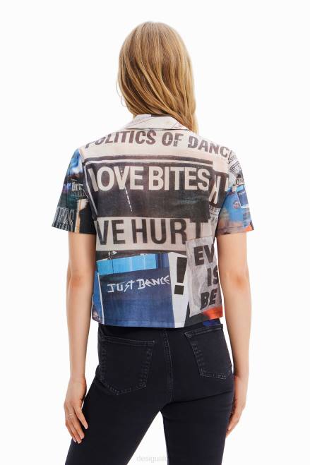 Short newspaper resort shirt Desigual Women 2ZPR329 Clothing