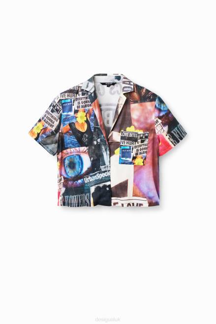 Short newspaper resort shirt Desigual Women 2ZPR329 Clothing