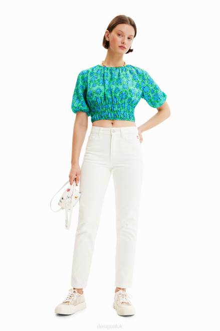 Short tie-dye puff-sleeve blouse Desigual Women 2ZPR692 Clothing