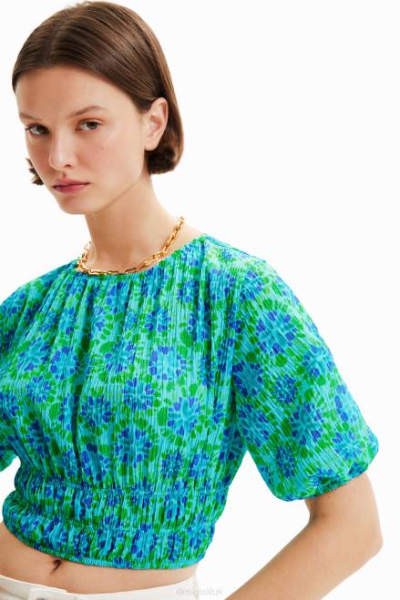 Short tie-dye puff-sleeve blouse Desigual Women 2ZPR692 Clothing