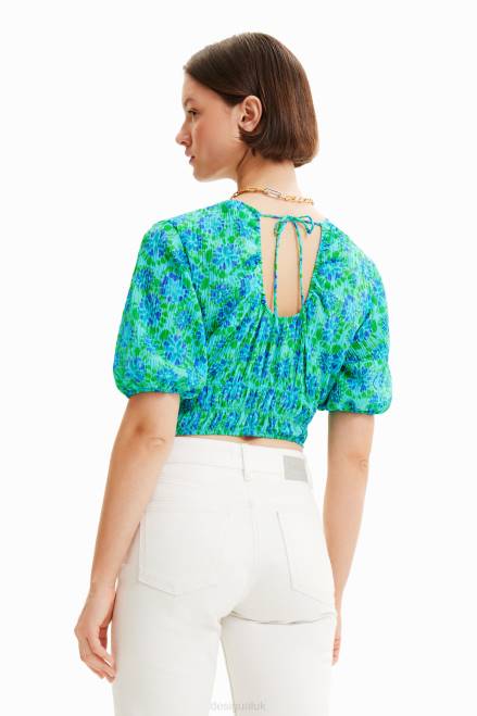 Short tie-dye puff-sleeve blouse Desigual Women 2ZPR692 Clothing