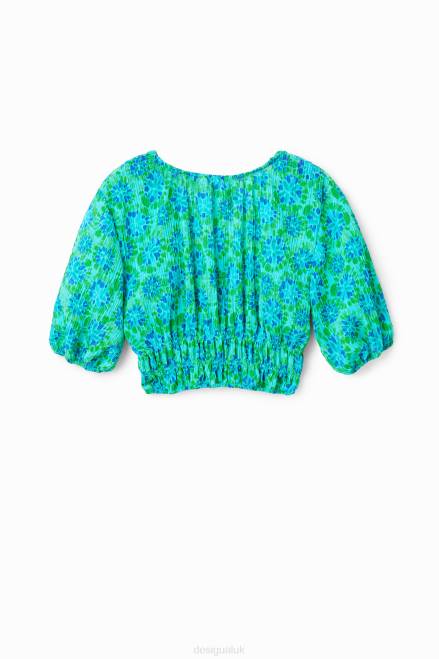 Short tie-dye puff-sleeve blouse Desigual Women 2ZPR692 Clothing