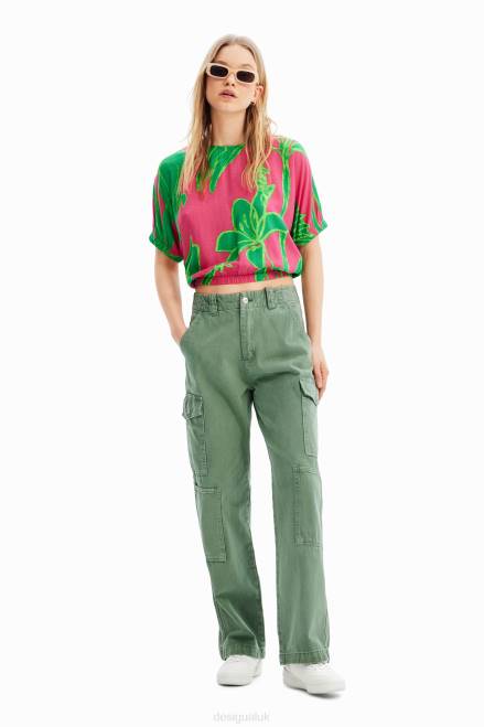 Short tropical puff-sleeve blouse Desigual Women 2ZPR775 Clothing