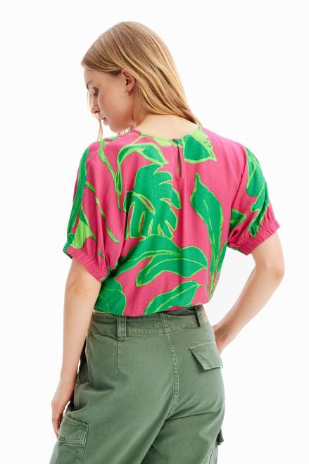 Short tropical puff-sleeve blouse Desigual Women 2ZPR775 Clothing