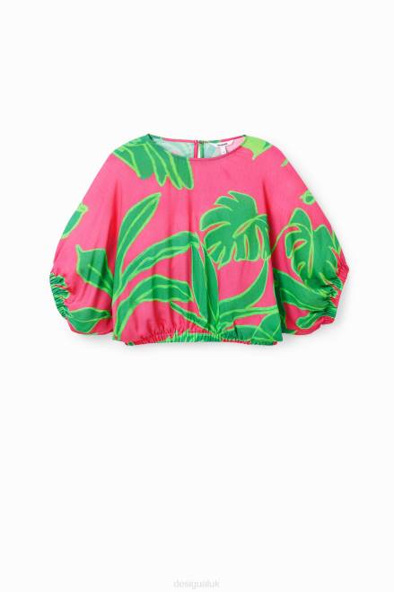 Short tropical puff-sleeve blouse Desigual Women 2ZPR775 Clothing