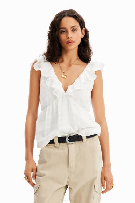 Textured ruffle blouse Desigual Women 2ZPR474 Clothing