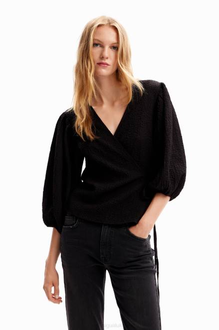 Textured wrap blouse Desigual Women 2ZPR248 Clothing