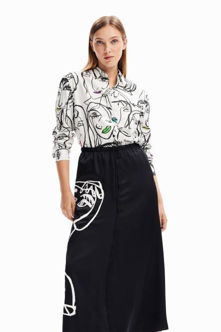 Arty face midi skirt Desigual Women 2ZPR132 Clothing
