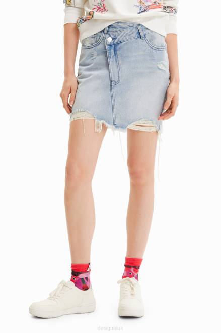 Denim criss-cross waist mini skirt Desigual Women 2ZPR759 Clothing