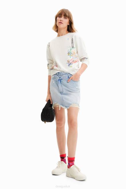 Denim criss-cross waist mini skirt Desigual Women 2ZPR759 Clothing