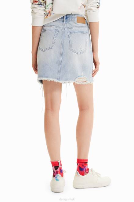 Denim criss-cross waist mini skirt Desigual Women 2ZPR759 Clothing
