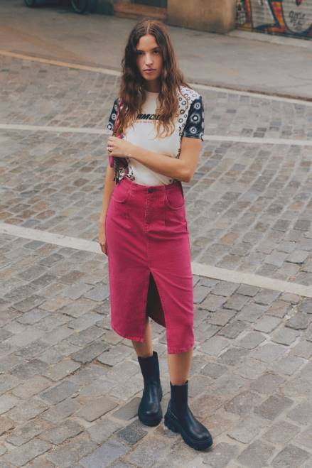 Denim slit skirt Desigual Women 2ZPR32 Clothing