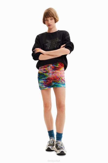 Floral ruched tulle mini skirt Desigual Women 2ZPR324 Clothing