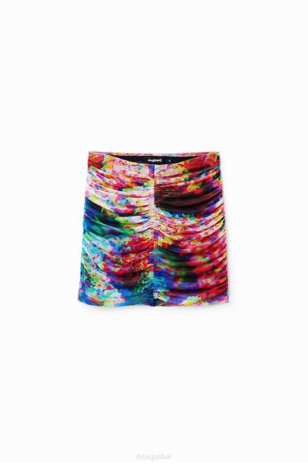 Floral ruched tulle mini skirt Desigual Women 2ZPR324 Clothing