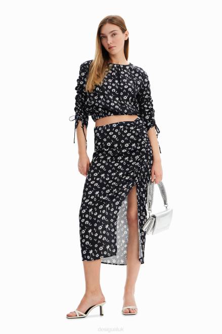 Floral slit midi skirt Desigual Women 2ZPR760 Clothing