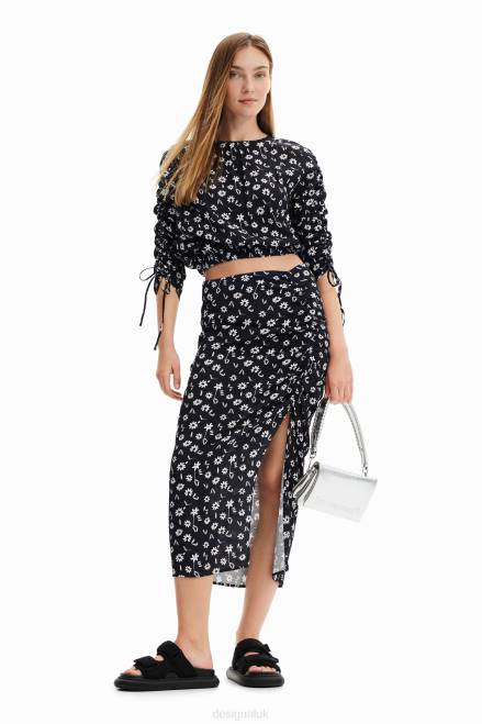 Floral slit midi skirt Desigual Women 2ZPR760 Clothing