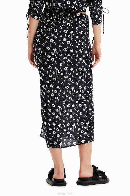 Floral slit midi skirt Desigual Women 2ZPR760 Clothing