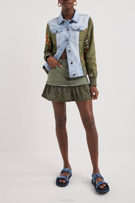 Flounce patchwork denim miniskirt Desigual Women 2ZPR1131 Clothing