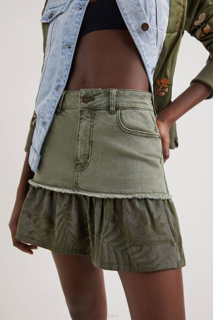 Flounce patchwork denim miniskirt Desigual Women 2ZPR1131 Clothing