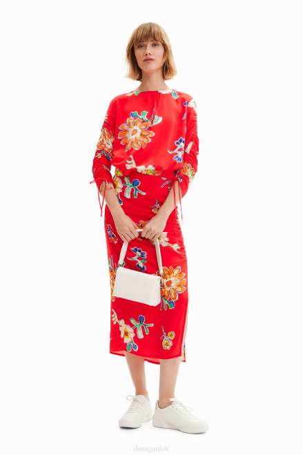 Gathered midi skirt Desigual Women 2ZPR761 Clothing