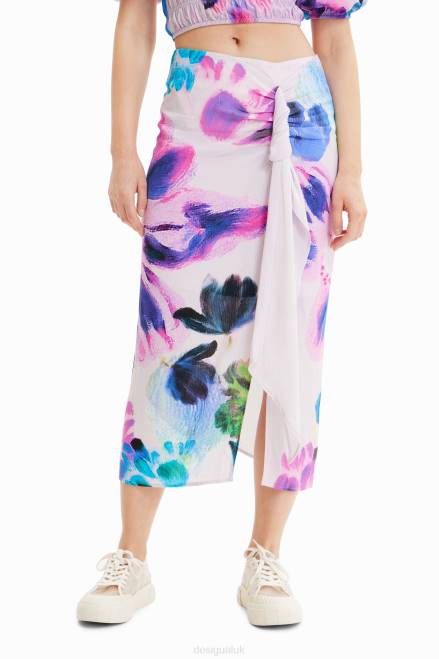 M. Christian Lacroix handkerchief slit midi skirt Desigual Women 2ZPR726 Clothing